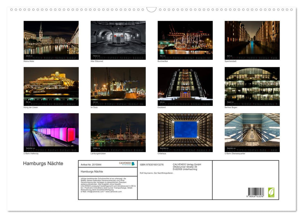 Hamburgs Nächte (CALVENDO Wandkalender 2026)