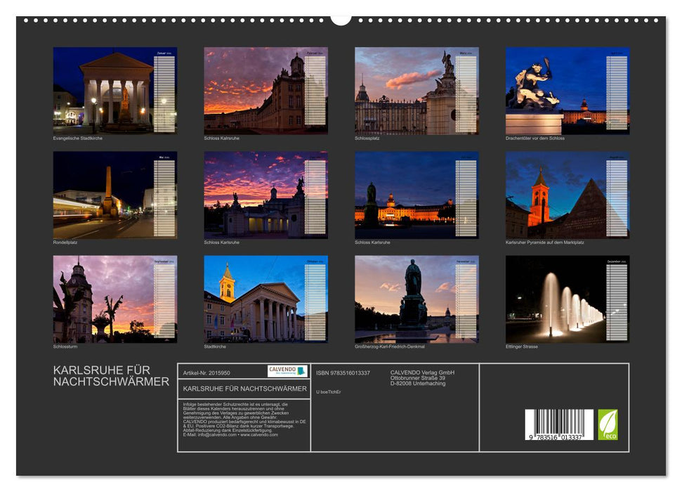 KARLSRUHE FÜR NACHTSCHWÄRMER (CALVENDO Premium Wandkalender 2026)