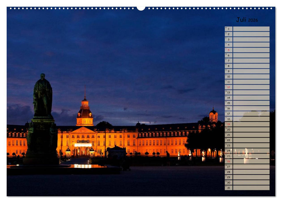 KARLSRUHE FÜR NACHTSCHWÄRMER (CALVENDO Premium Wandkalender 2026)