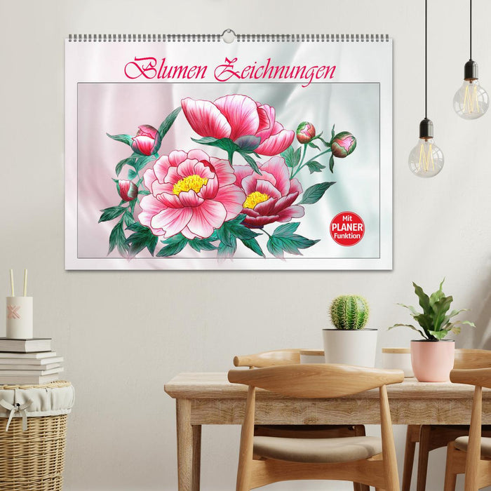 Blumen-Zeichnungen (CALVENDO Wandkalender 2026)