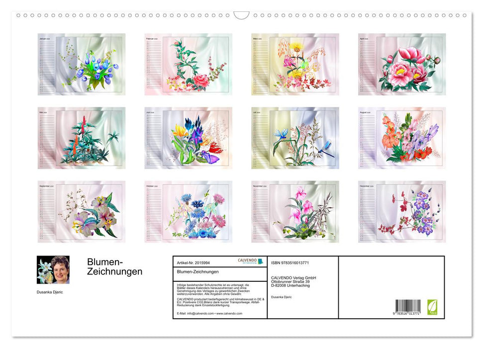 Blumen-Zeichnungen (CALVENDO Wandkalender 2026)
