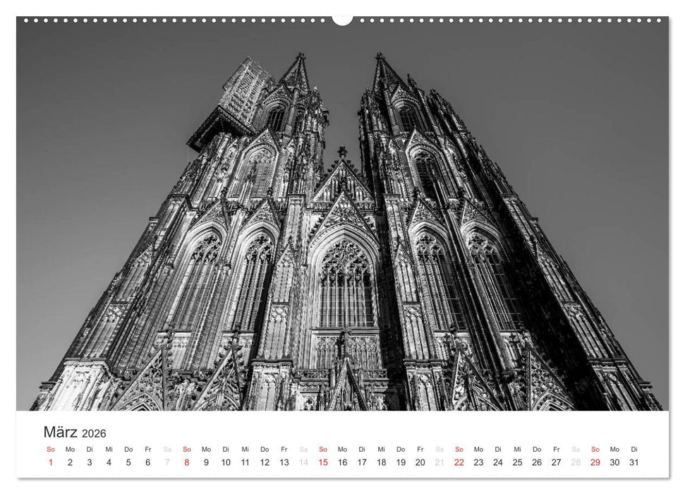 Köln - monochrome Ansichten (CALVENDO Wandkalender 2026)