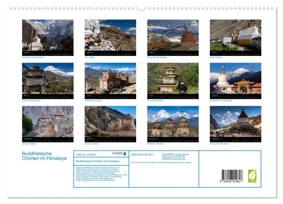 Buddhistische Chörten im Himalaya (CALVENDO Premium Wandkalender 2026)