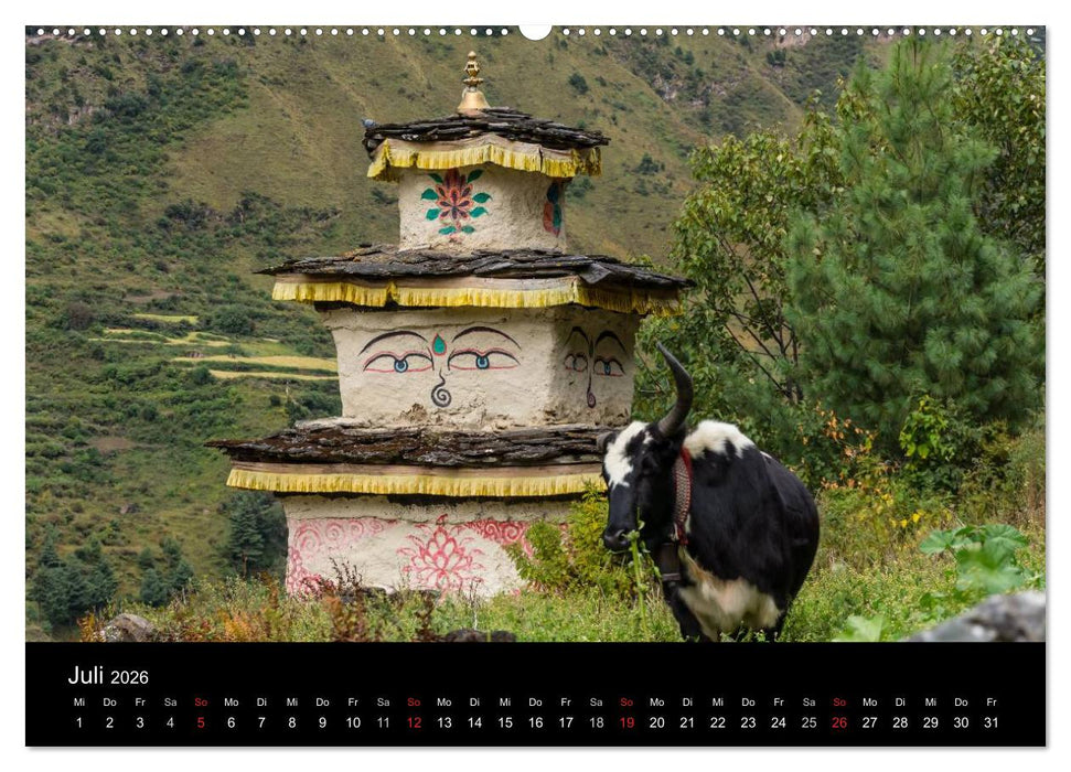 Buddhistische Chörten im Himalaya (CALVENDO Premium Wandkalender 2026)