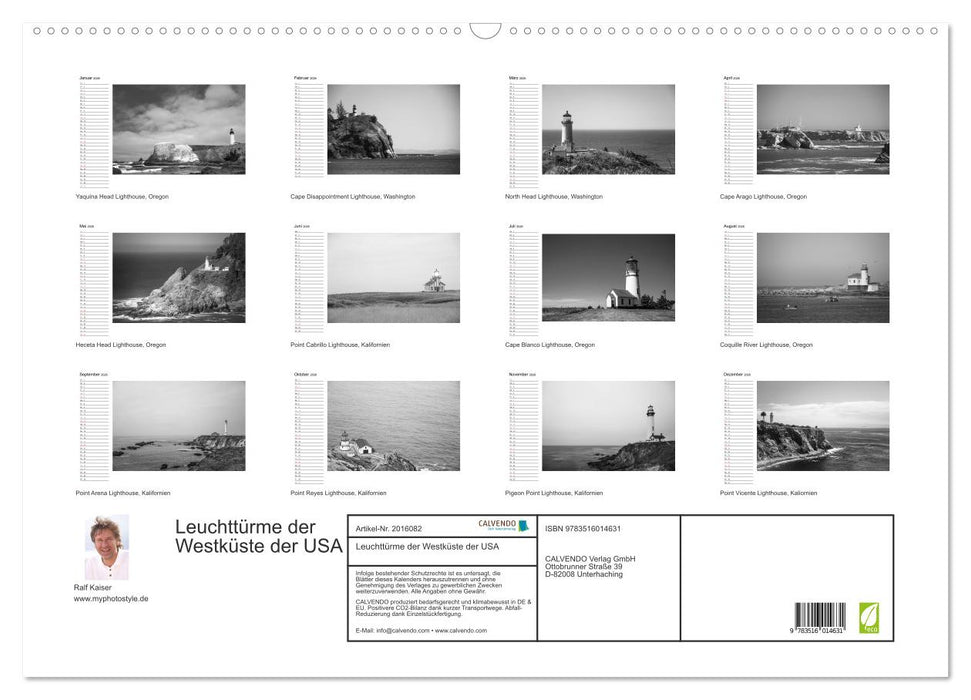 Leuchttürme der Westküste der USA (CALVENDO Wandkalender 2026)