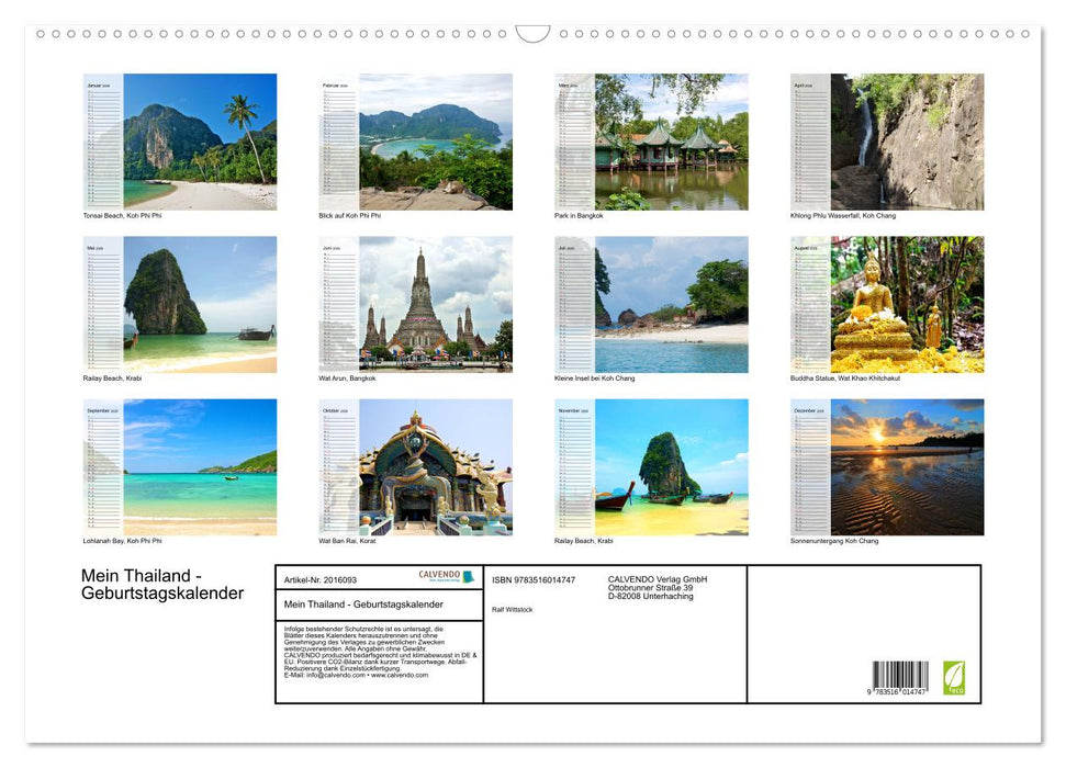 Mein Thailand - Geburtstagskalender (CALVENDO Wandkalender 2026)