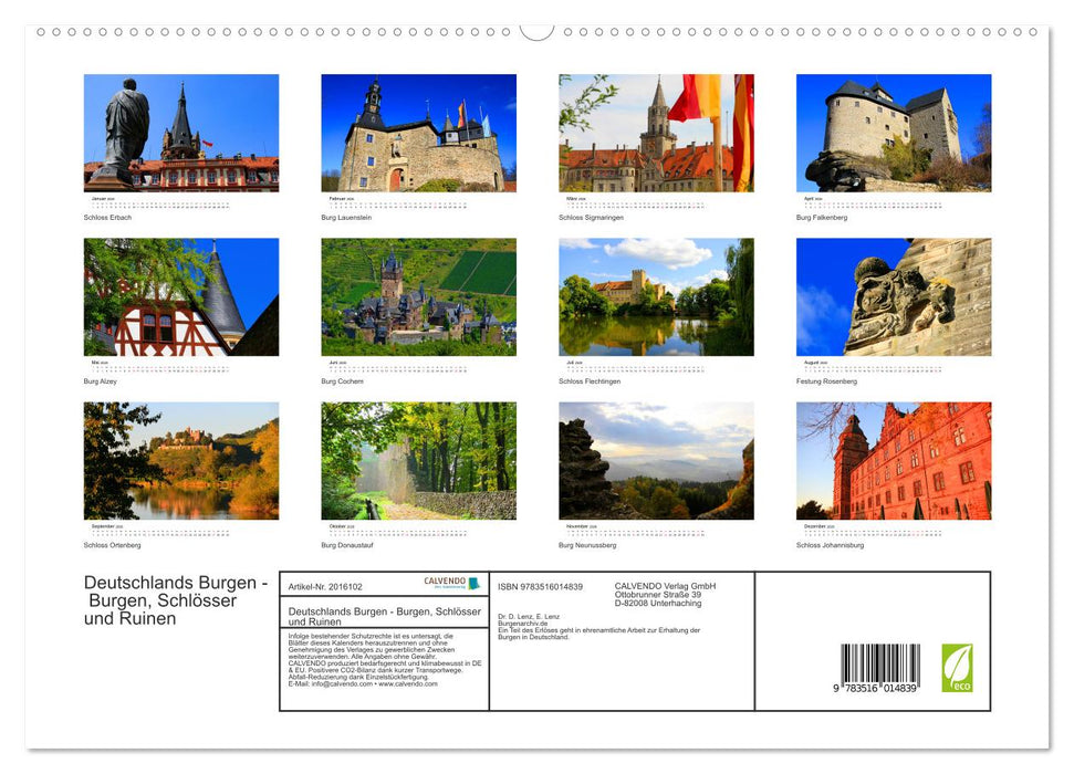 Deutschlands Burgen - Burgen, Schlösser und Ruinen (CALVENDO Premium Wandkalender 2026)