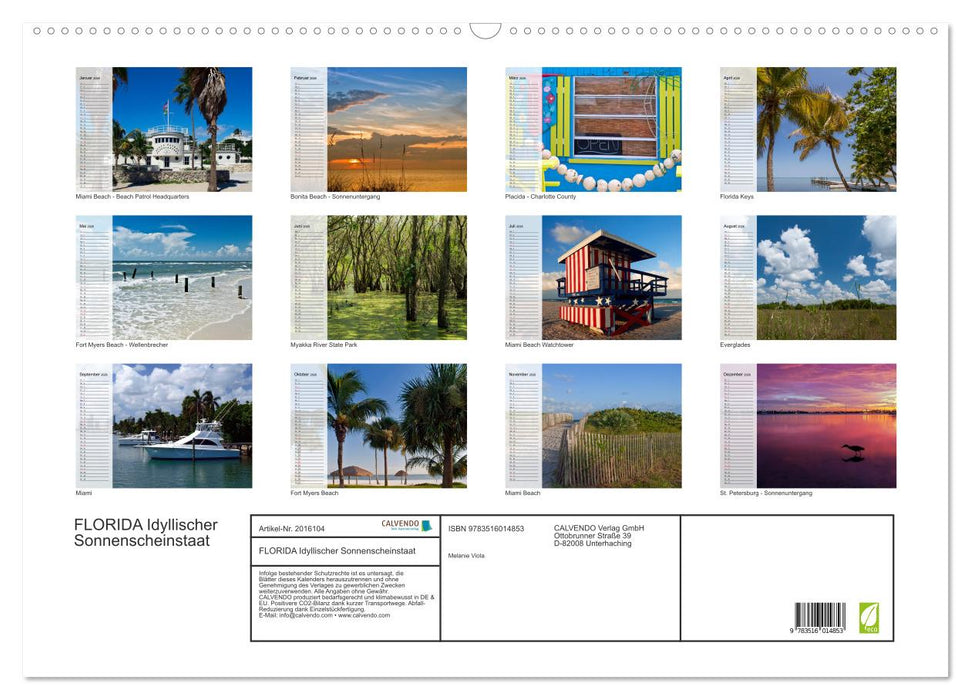 FLORIDA Idyllischer Sonnenscheinstaat (CALVENDO Wandkalender 2026)