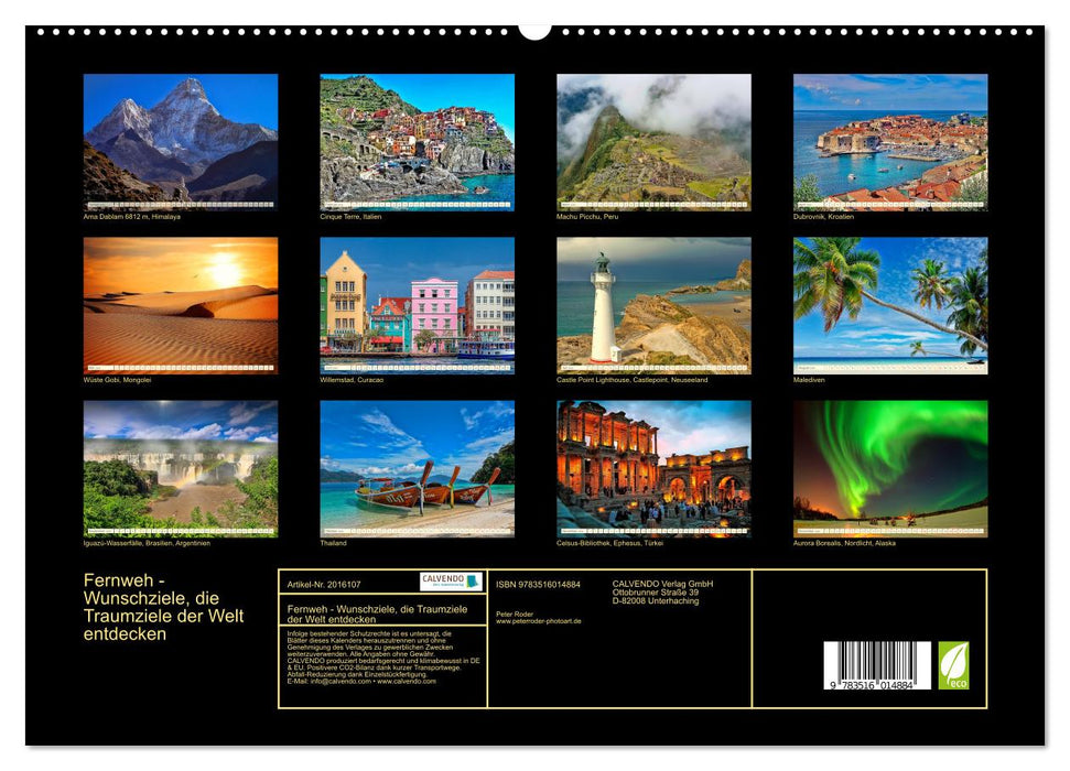 Fernweh - Wunschziele, die Traumziele der Welt entdecken (CALVENDO Premium Wandkalender 2026)