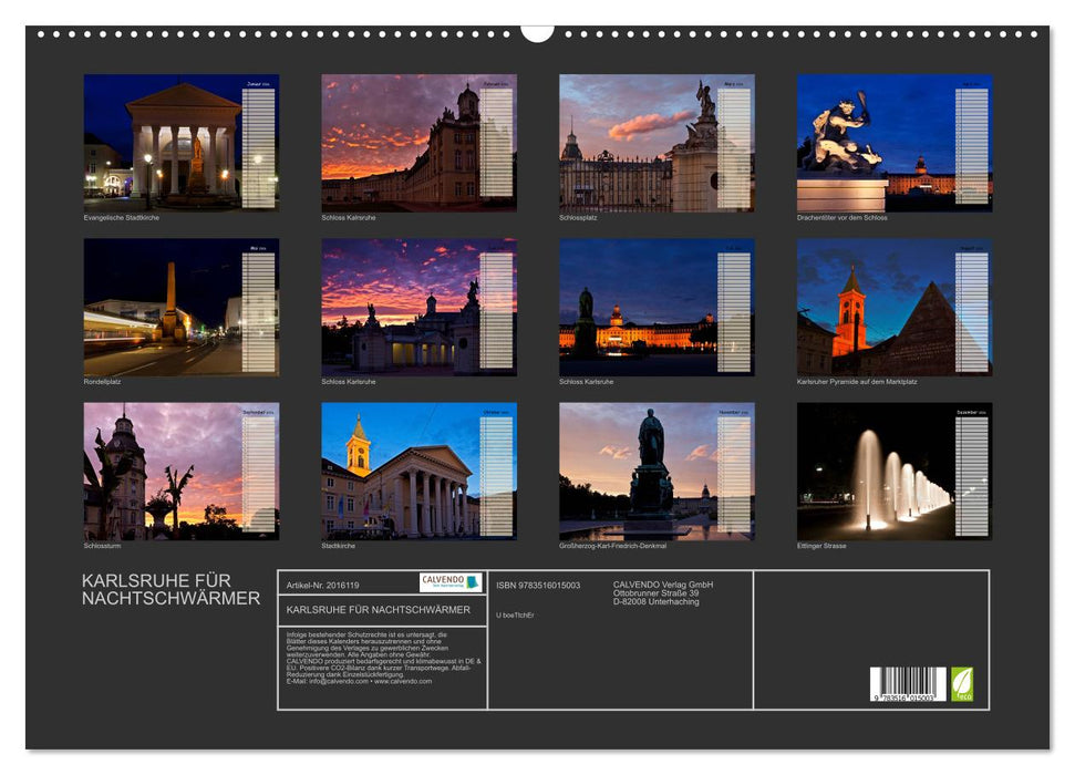KARLSRUHE FÜR NACHTSCHWÄRMER (CALVENDO Wandkalender 2026)