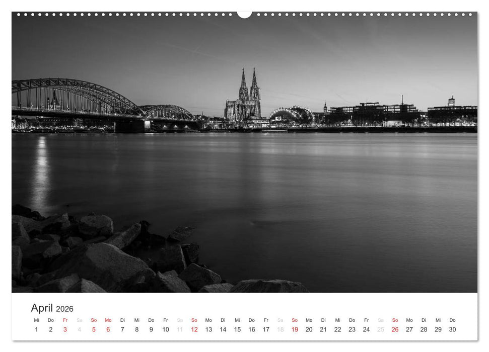 Köln - monochrome Ansichten (CALVENDO Premium Wandkalender 2026)