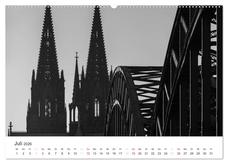 Köln - monochrome Ansichten (CALVENDO Premium Wandkalender 2026)