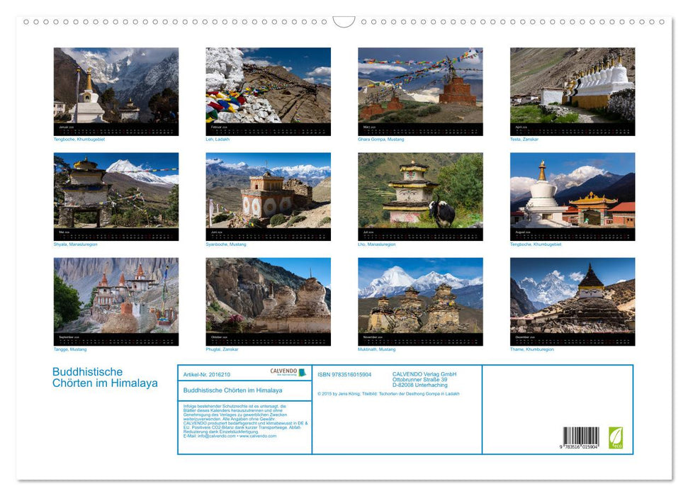 Buddhistische Chörten im Himalaya (CALVENDO Wandkalender 2026)
