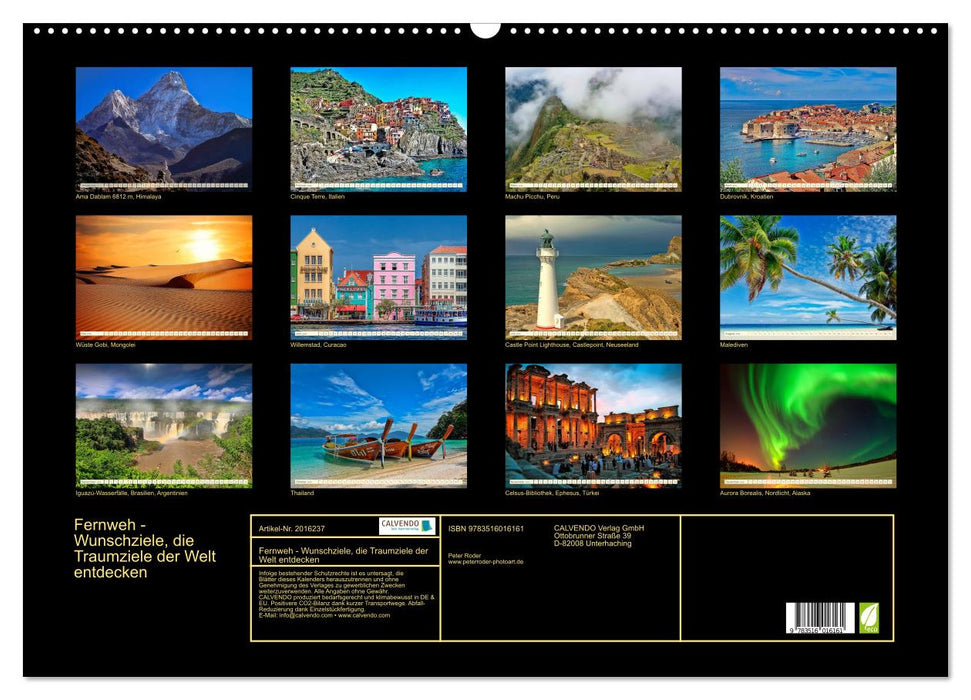 Fernweh - Wunschziele, die Traumziele der Welt entdecken (CALVENDO Wandkalender 2026)
