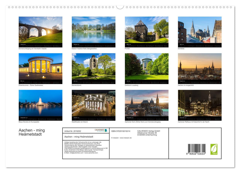 Aachen - ming Heämetstadt (CALVENDO Premium Wandkalender 2026)