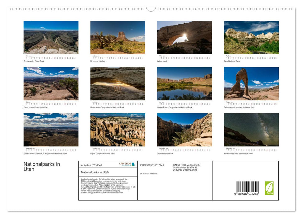 Nationalparks in Utah (CALVENDO Premium Wandkalender 2026)