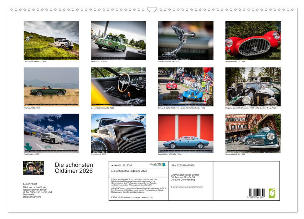 Die schönsten Oldtimer 2026 (CALVENDO Wandkalender 2026)