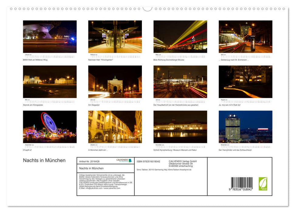 Nachts in München (CALVENDO Premium Wandkalender 2026)