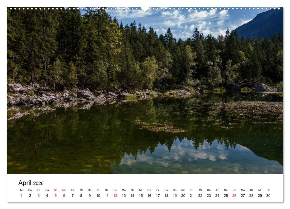 Berge und Seen rund um die Zugspitze (CALVENDO Premium Wandkalender 2026)
