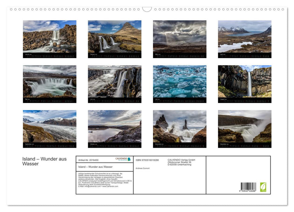 Island – Wunder aus Wasser (CALVENDO Wandkalender 2026)