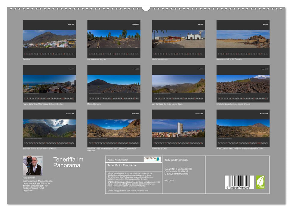 Teneriffa im Panorama (CALVENDO Premium Wandkalender 2026)