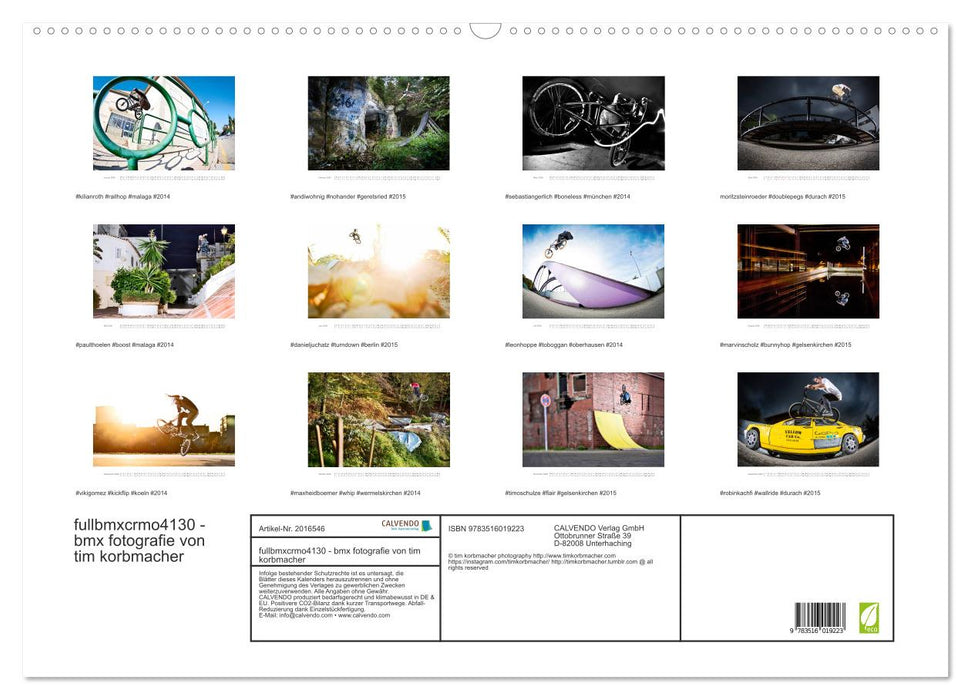 fullbmxcrmo4130 - bmx fotografie von tim korbmacher (CALVENDO Wandkalender 2026)