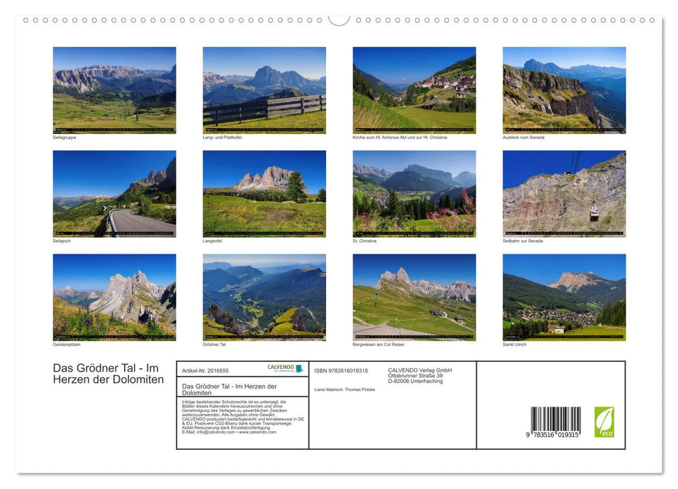 Das Grödner Tal - Im Herzen der Dolomiten (CALVENDO Premium Wandkalender 2026)