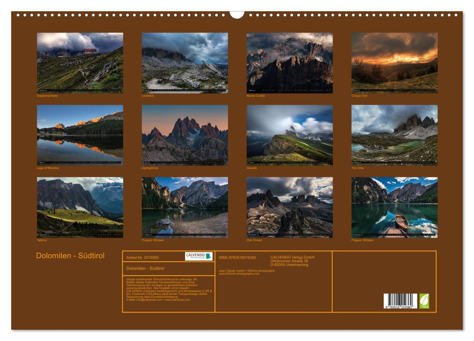 Dolomiten - Südtirol (CALVENDO Wandkalender 2026)