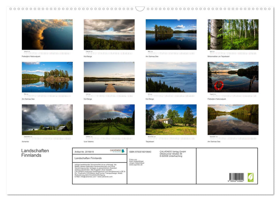 Landschaften Finnlands (CALVENDO Wandkalender 2026)
