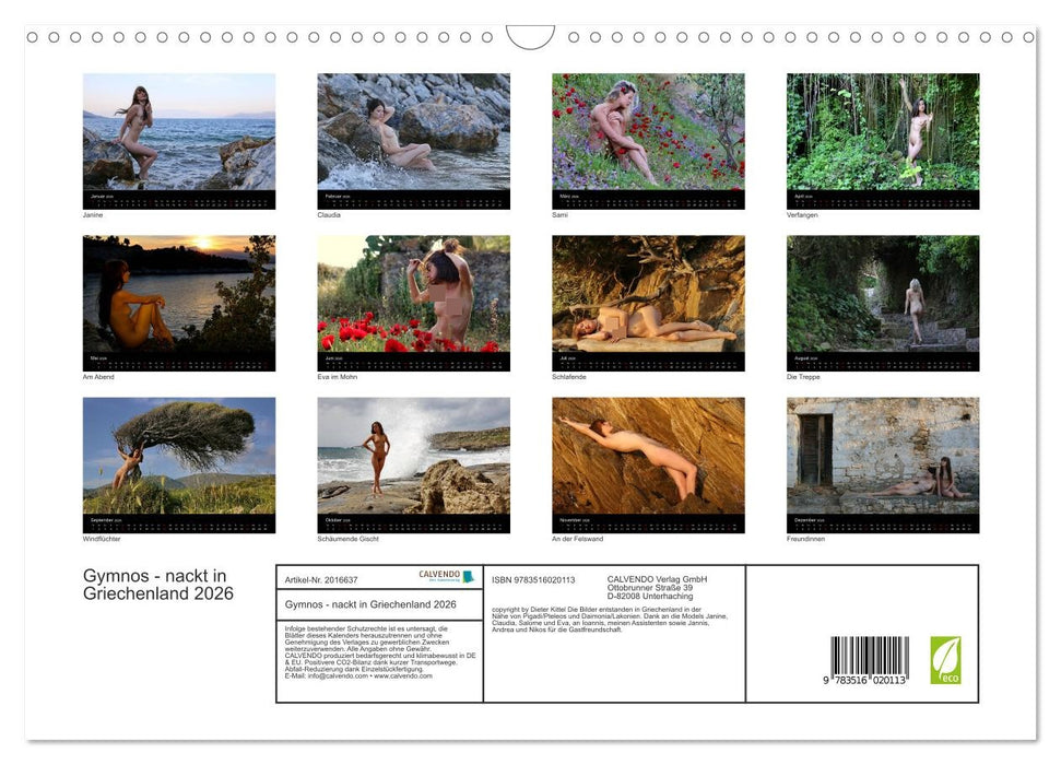 Gymnos - nackt in Griechenland 2026 (CALVENDO Wandkalender 2026)