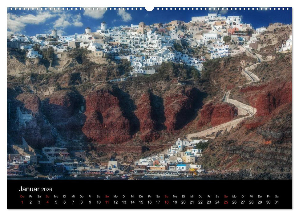 Zauberhaftes Santorin (CALVENDO Premium Wandkalender 2026)