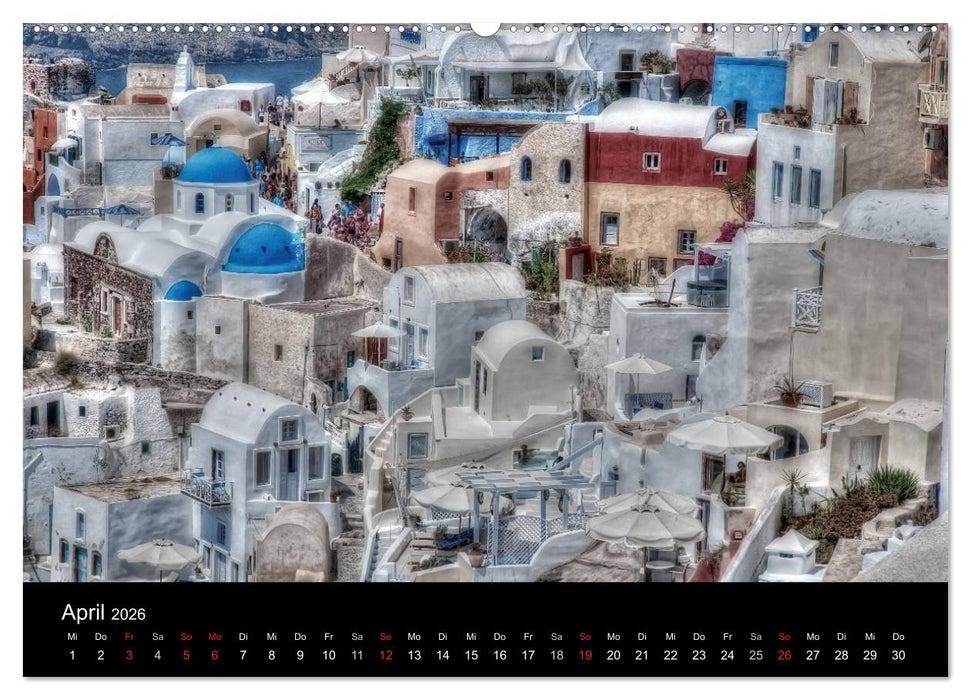 Zauberhaftes Santorin (CALVENDO Premium Wandkalender 2026)