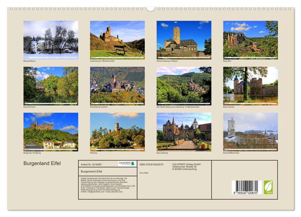 Burgenland Eifel (CALVENDO Premium Wandkalender 2026)