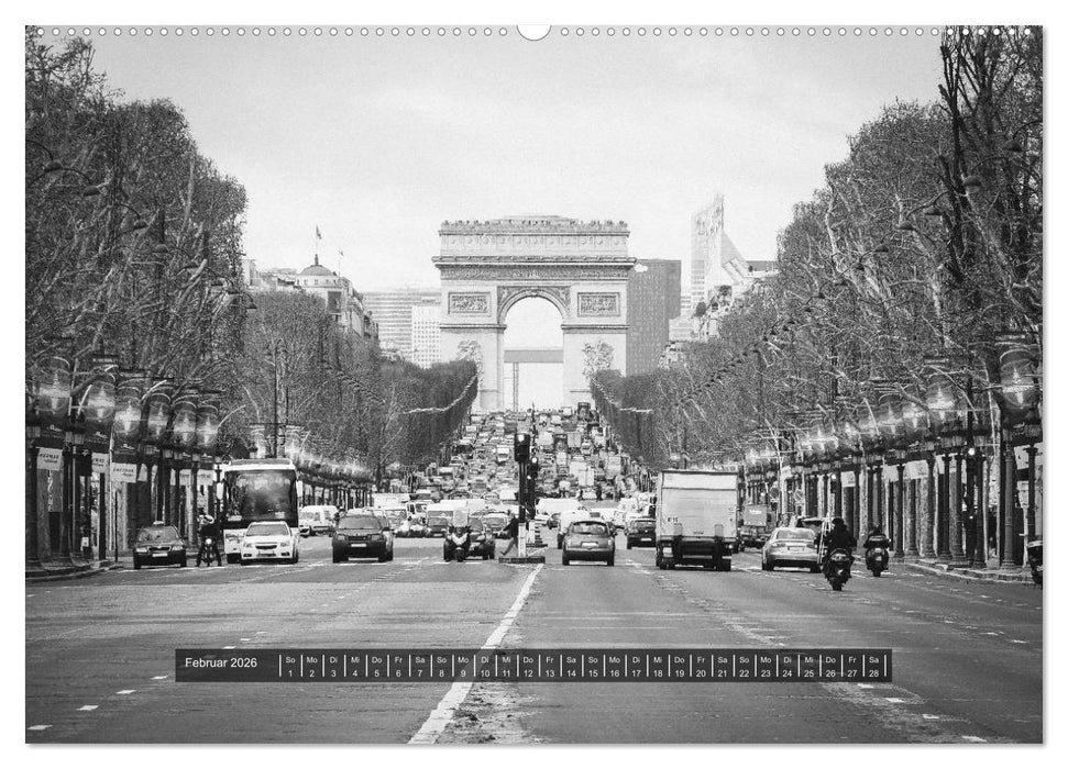 Paris - in schwarz und weiss (CALVENDO Premium Wandkalender 2026)