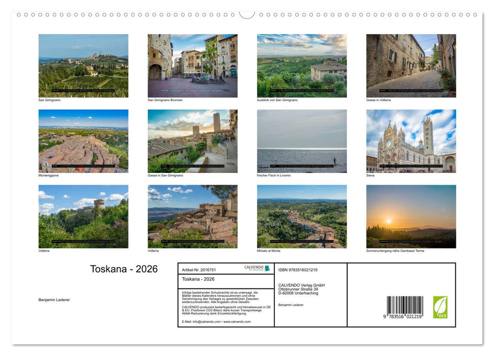 Toskana - 2026 (CALVENDO Premium Wandkalender 2026)