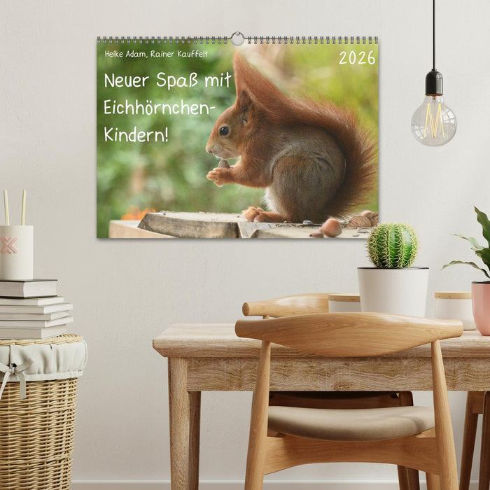 Neuer Spaß mit Eichhörnchen-Kindern (CALVENDO Wandkalender 2026)