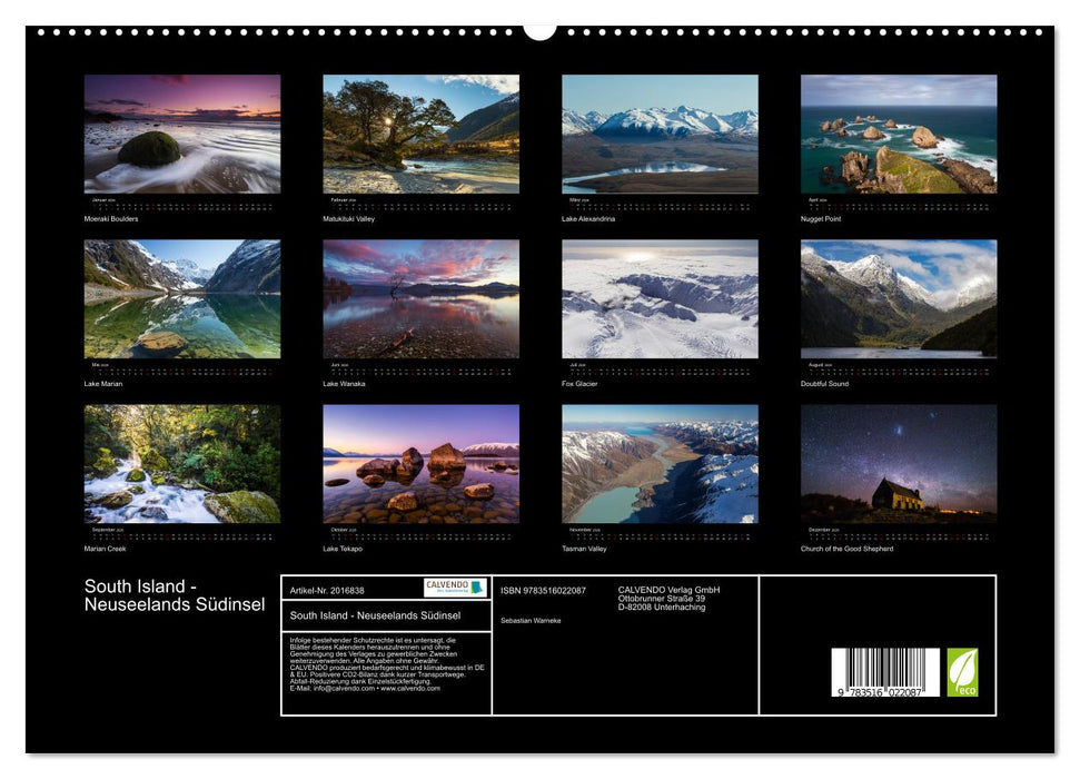 South Island - Neuseelands Südinsel (CALVENDO Premium Wandkalender 2026)