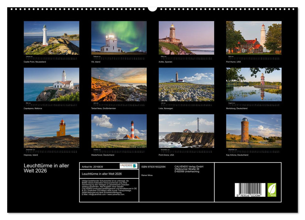 Leuchttürme in aller Welt 2026 (CALVENDO Premium Wandkalender 2026)