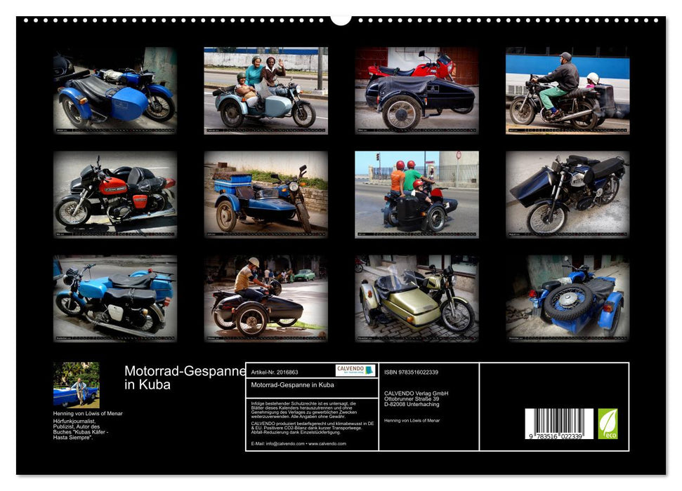 Motorrad-Gespanne in Kuba (CALVENDO Premium Wandkalender 2026)
