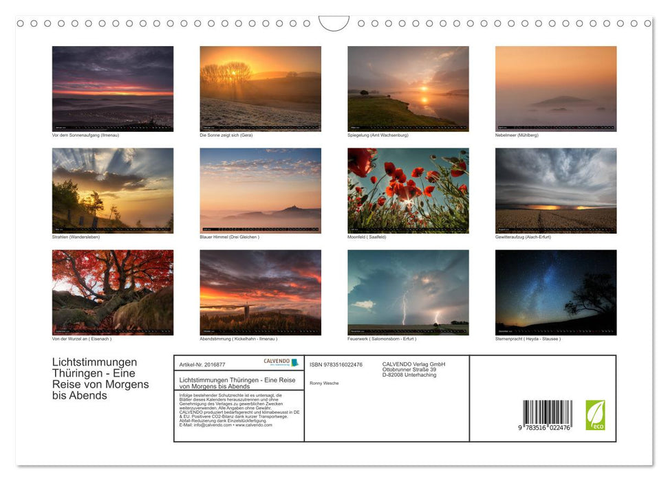 Lichtstimmungen Thüringen - Eine Reise von Morgens bis Abends (CALVENDO Wandkalender 2026)