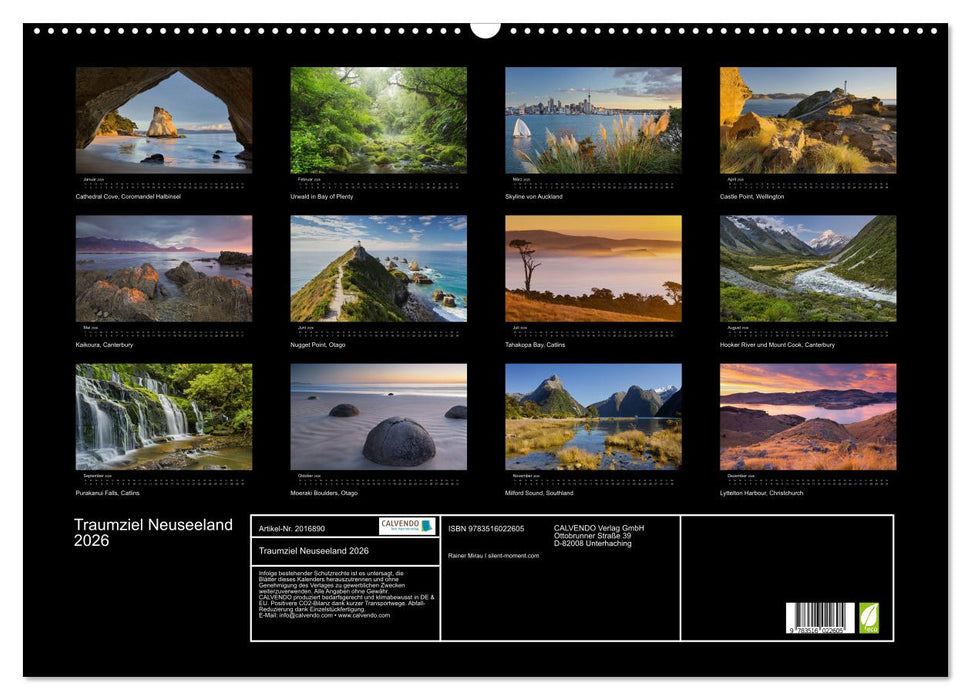 Traumziel Neuseeland 2026 (CALVENDO Wandkalender 2026)