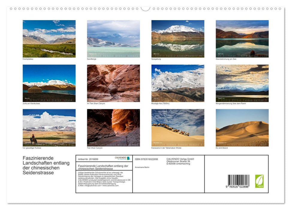 Faszinierende Landschaften entlang der chinesischen Seidenstrasse (CALVENDO Premium Wandkalender 2026)