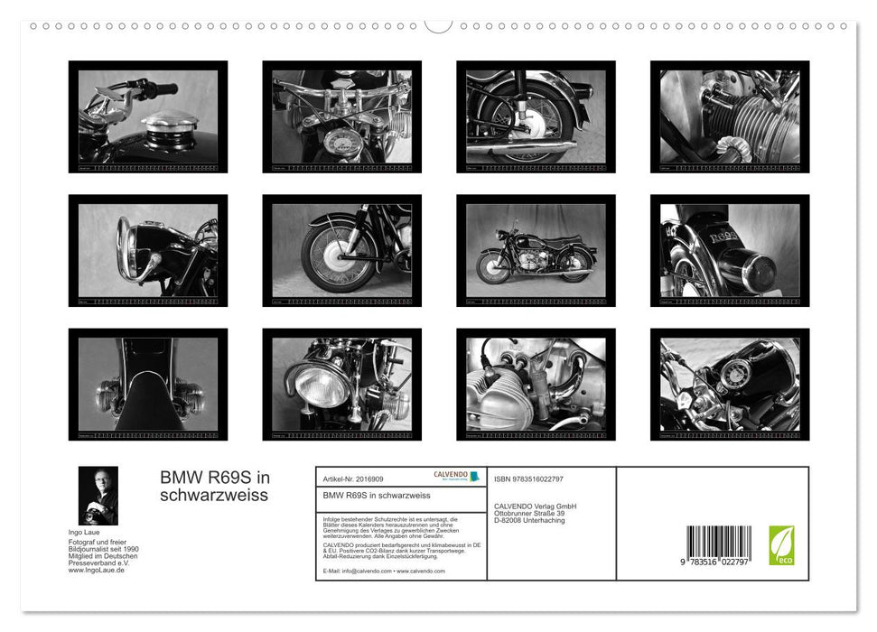BMW R69S in schwarzweiss (CALVENDO Premium Wandkalender 2026)