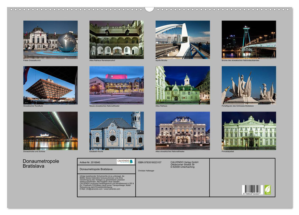 Donaumetropole Bratislava (CALVENDO Wandkalender 2026)