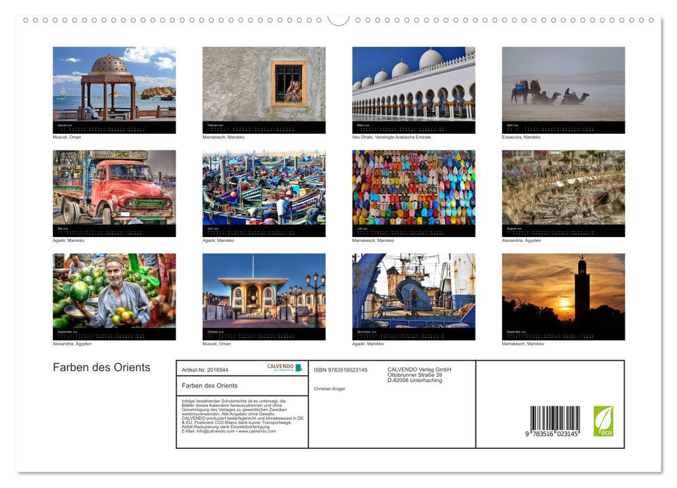 Farben des Orients (CALVENDO Premium Wandkalender 2026)