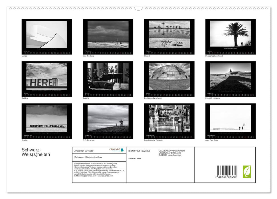 Schwarz-Weis(s)heiten (CALVENDO Premium Wandkalender 2026)