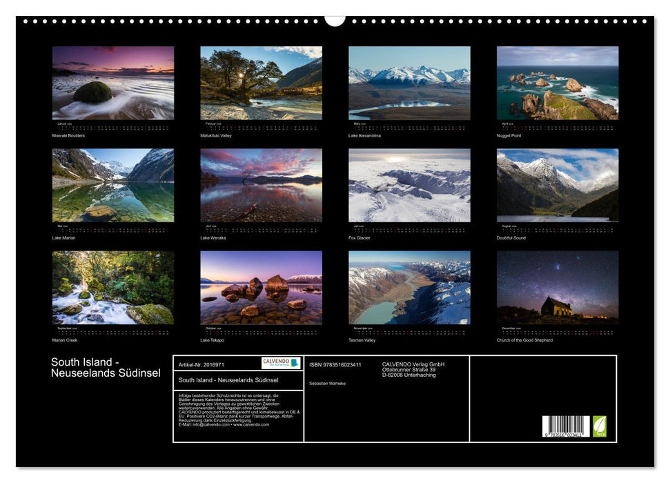 South Island - Neuseelands Südinsel (CALVENDO Wandkalender 2026)