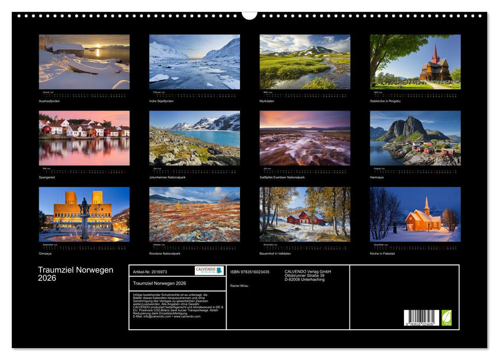 Traumziel Norwegen 2026 (CALVENDO Wandkalender 2026)