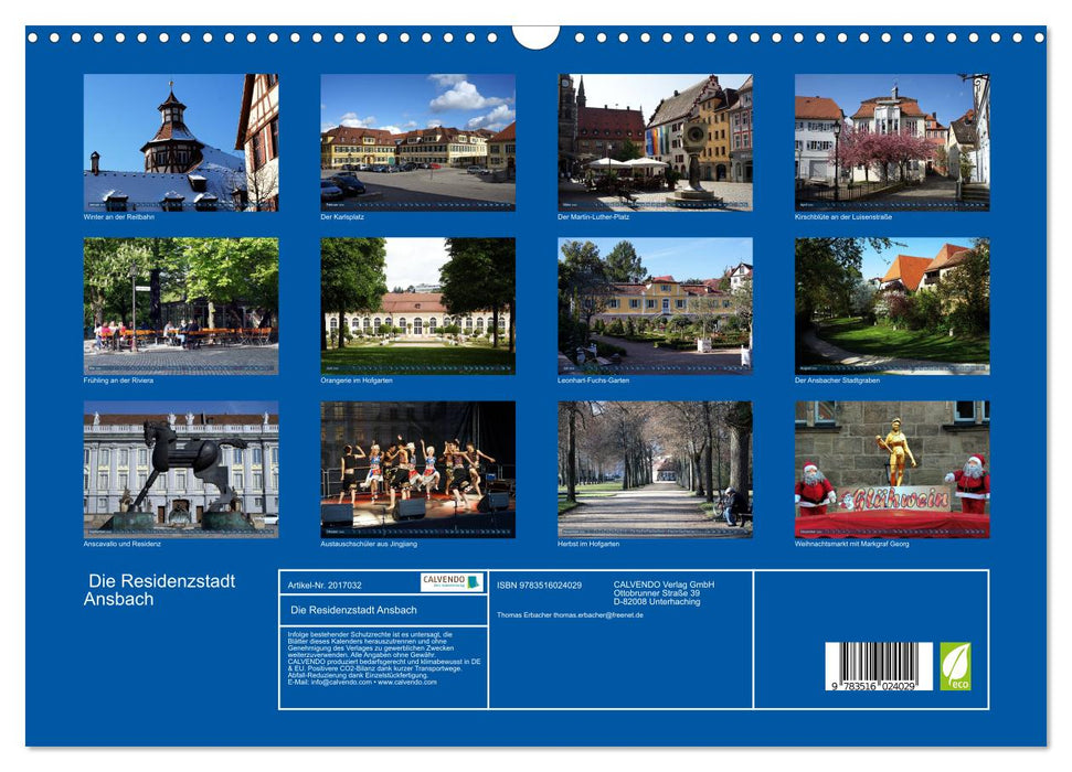 Die Residenzstadt Ansbach (CALVENDO Wandkalender 2026)