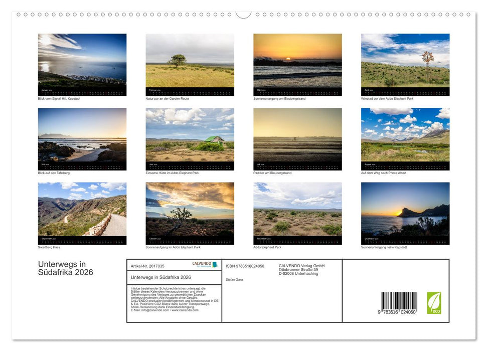 Unterwegs in Südafrika 2026 (CALVENDO Premium Wandkalender 2026)